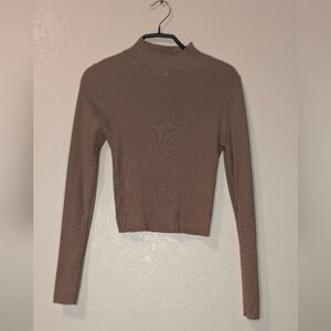 The Slope Taupe Long Sleeve Ribbed Top